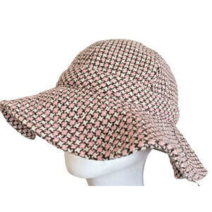 Sand Cassel Kids Pink Brown Houndstooth Bucket Hat Goorin Bros Wool Blend OS